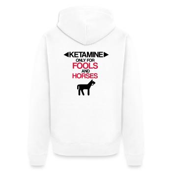 KETAMIN - Unisex Premium Bio Zip Hoodie - Weiß - Hinten - Thijin (182cm)