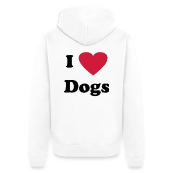 I love dogs - Unisex Premium Bio Zip Hoodie - Weiß - Hinten - Thijin (182cm)