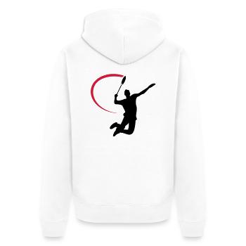 badminton - Unisex Premium Bio Zip Hoodie - Weiß - Hinten - Thijin (182cm)