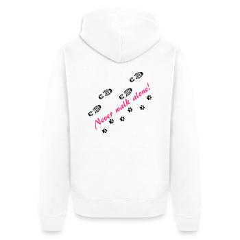 Never walk alone - Unisex Premium Bio Zip Hoodie - Weiß - Hinten - Thijin (182cm)