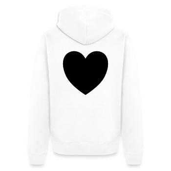 herz - Unisex Premium Bio Zip Hoodie - Weiß - Hinten - Thijin (182cm)