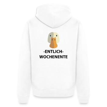 Wochenente Entlich Endlich Wochenende Ente 3 - Unisex Premium Bio Zip Hoodie - Weiß - Hinten - Thijin (182cm)