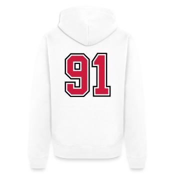 91 sports jersey football number - Unisex Premium Bio Zip Hoodie - Weiß - Hinten - Thijin (182cm)