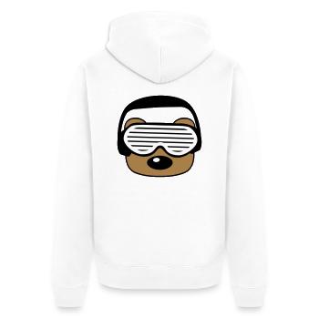 gesicht kopf feiern party dj kopfhoerer musik spas - Unisex Premium Bio Zip Hoodie - Weiß - Hinten - Thijin (182cm)