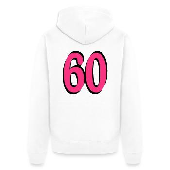 60 Anniversaire - Veste à capuche bio Premium Unisexe - blanc - Dos - Thijin (182cm)