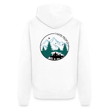 I hate people... - Unisex Premium Bio Zip Hoodie - Weiß - Hinten - Thijin (182cm)