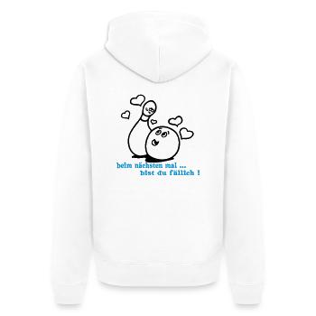kegeln ... von wicki_de - Unisex Premium Bio Zip Hoodie - Weiß - Hinten - Thijin (182cm)