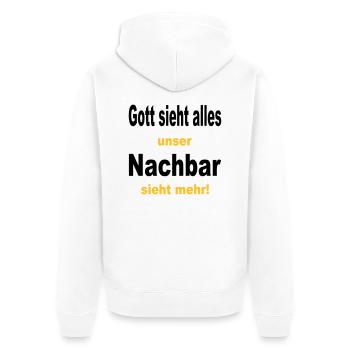 God sees everything - Unisex Premium Organic Zip Hoodie - white - Back - Thijin (182cm)