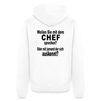 Chef Boss Bürohumor - Unisex Premium Bio Zip Hoodie - Weiß - Hinten - Thijin (182cm)