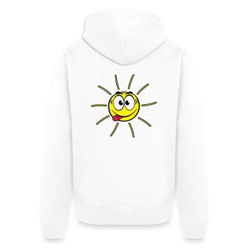 Gesicht - Sonne - Unisex Premium Bio Zip Hoodie - Weiß - Hinten - Thijin (182cm)
