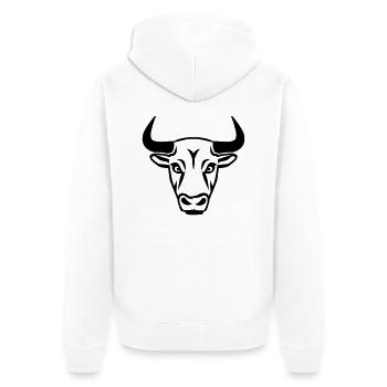 Stier - Unisex Premium Bio Zip Hoodie - Weiß - Hinten - Thijin (182cm)