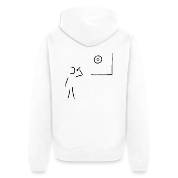 dart-meister - Unisex Premium Bio Zip Hoodie - Weiß - Hinten - Thijin (182cm)