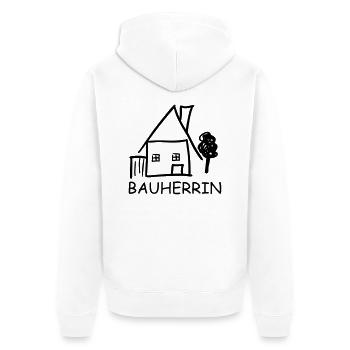 bauherrin - Unisex Premium Bio Zip Hoodie - Weiß - Hinten - Thijin (182cm)