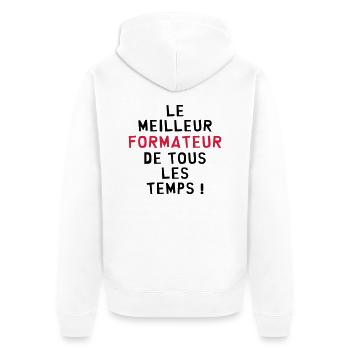 Coach / Formateur / Formation / Entreprise / Sport - Veste à capuche bio Premium Unisexe - blanc - Dos - Thijin (182cm)