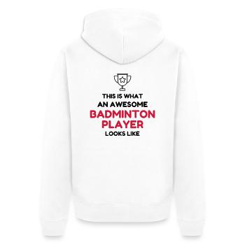 Badminton / Badminton Player / Birdie / Sport - Veste à capuche bio Premium Unisexe - blanc - Dos - Thijin (182cm)
