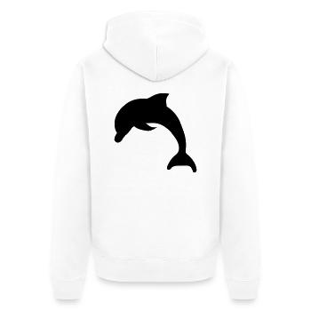 Silhouette outlined black jumping small delfin cut - Unisex Premium Organic Zip Hoodie - white - Back - Thijin (182cm)