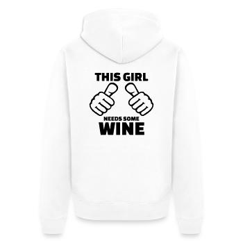 Wein - Unisex Premium Bio Zip Hoodie - Weiß - Hinten - Thijin (182cm)