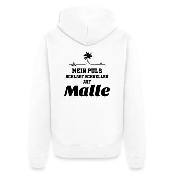 malle palme puls - Unisex Premium Bio Zip Hoodie - Weiß - Hinten - Thijin (182cm)