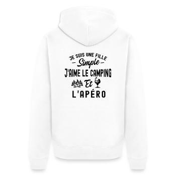 fille simple - camping et apéro - Veste à capuche bio Premium Unisexe - blanc - Dos - Thijin (182cm)