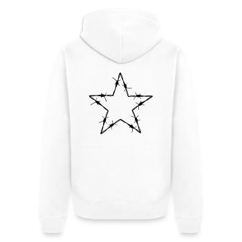 Stacheldraht 5 Eck Stern - Geschenkidee Tattoo - Unisex Premium Bio Zip Hoodie - Weiß - Hinten - Thijin (182cm)