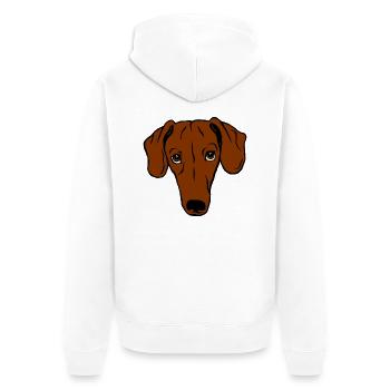 Teckel, cheveux courts - Veste à capuche bio Premium Unisexe - blanc - Dos - Thijin (182cm)