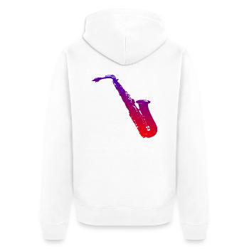 Saxophon - Unisex Premium Bio Zip Hoodie - Weiß - Hinten - Thijin (182cm)