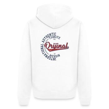 Mersin - Unisex Premium Bio Zip Hoodie - Weiß - Hinten - Thijin (182cm)