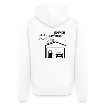 Nachhaltigkeit - E-Mobilität ganz natürlich - Unisex Premium Bio Zip Hoodie - Weiß - Hinten - Thijin (182cm)