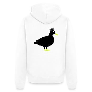 ente comic king - Unisex Premium Bio Zip Hoodie - Weiß - Hinten - Thijin (182cm)