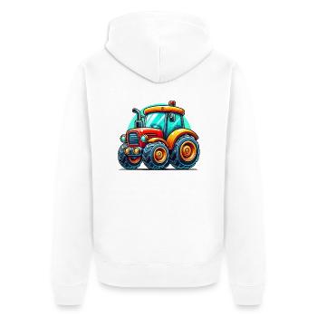 Traktor - Unisex Premium Bio Zip Hoodie - Weiß - Hinten - Thijin (182cm)