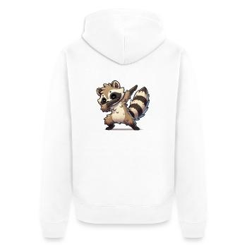 waschbär dabbing - Unisex Premium Bio Zip Hoodie - Weiß - Hinten - Thijin (182cm)