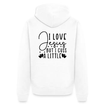 I Love Jesus But I Cuss A Little - Unisex Premium Organic Zip Hoodie - white - Back - Thijin (182cm)