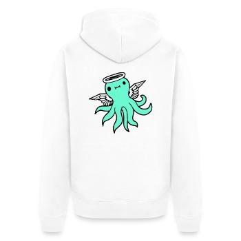 Oktopus Engel Flügel Heiligenschein fliegt Kraken - Unisex Premium Bio Zip Hoodie - Weiß - Hinten - Thijin (182cm)