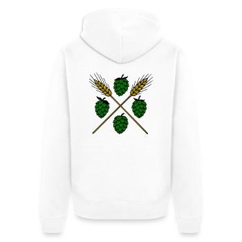 Hopfen und Gerste - Bier - Unisex Premium Bio Zip Hoodie - Weiß - Hinten - Thijin (182cm)
