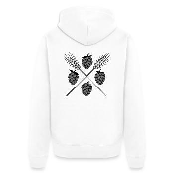 Hops and barley - beer - Unisex Premium Organic Zip Hoodie - white - Back - Thijin (182cm)