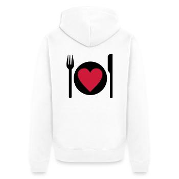 essen - Unisex Premium Bio Zip Hoodie - Weiß - Hinten - Thijin (182cm)
