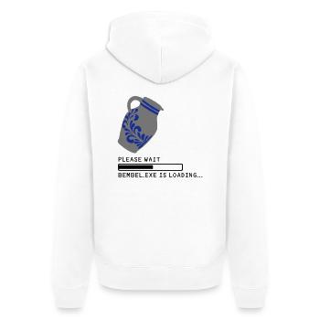 Bembel.EXE Loading... - Unisex Premium Bio Zip Hoodie - Weiß - Hinten - Thijin (182cm)