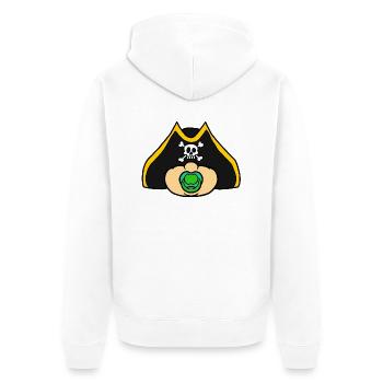 Pirat - Unisex Premium Bio Zip Hoodie - Weiß - Hinten - Thijin (182cm)