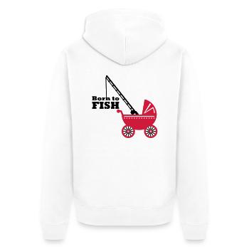 born to fish (pram, 2c) - Unisex Premium Bio Zip Hoodie - Weiß - Hinten - Thijin (182cm)