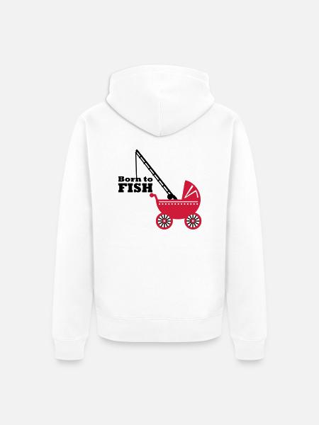 born to fish (vaunut, 2c) - Premium økologisk unisex-hættejakke - hvid