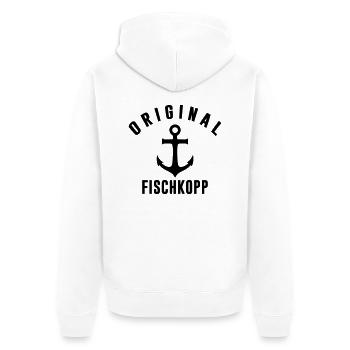 fischkopp - Unisex Premium Bio Zip Hoodie - Weiß - Hinten - Thijin (182cm)