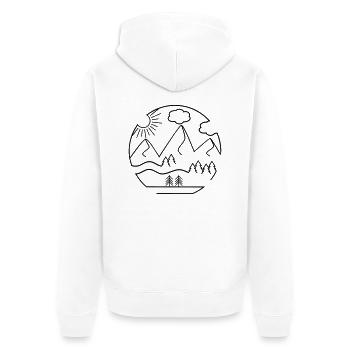Berge - Unisex Premium Bio Zip Hoodie - Weiß - Hinten - Thijin (182cm)