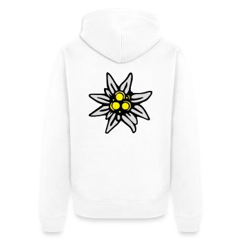 Edelweiss - Unisex Premium Bio Zip Hoodie - Weiß - Hinten - Thijin (182cm)