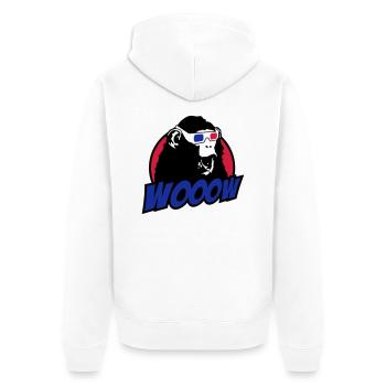 3D Glasses amazed Monkey - Unisex Premium Organic Zip Hoodie - white - Back - Thijin (182cm)