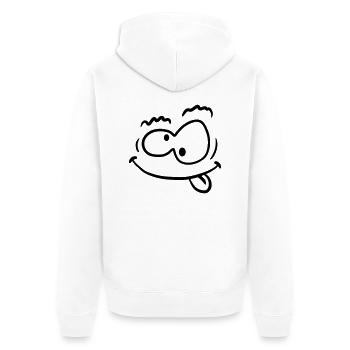 Visage souriant de fou bizarre drôle - Veste à capuche bio Premium Unisexe - blanc - Dos - Thijin (182cm)