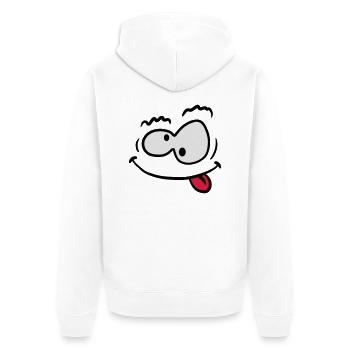 Visage souriant de fou bizarre drôle - Veste à capuche bio Premium Unisexe - blanc - Dos - Thijin (182cm)