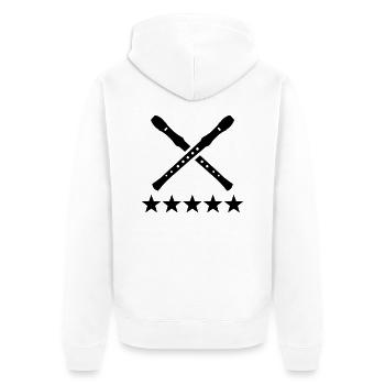 Flöte - Unisex Premium Bio Zip Hoodie - Weiß - Hinten - Thijin (182cm)