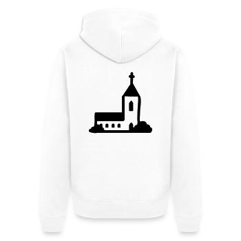 Kirche - line - Unisex Premium Bio Zip Hoodie - Weiß - Hinten - Thijin (182cm)