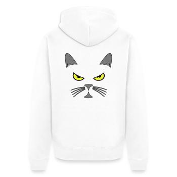 Katze cool gesicht - Unisex Premium Bio Zip Hoodie - Weiß - Hinten - Thijin (182cm)