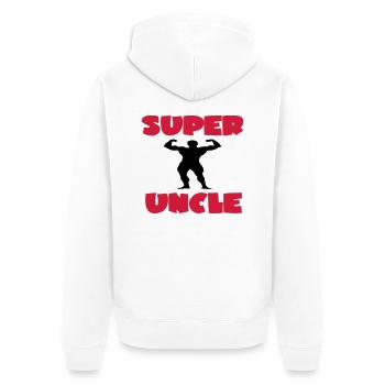 Super uncle - Unisex Premium Organic Zip Hoodie - white - Back - Thijin (182cm)